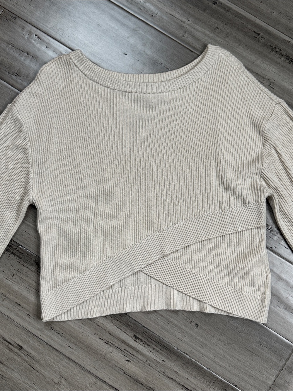 LULULEMON REVERSIBLE CROSSOVER WHITE OPAL SWEATER RIBBED KNIT PULLOVER SIZE 10 - Picture 3 of 15
